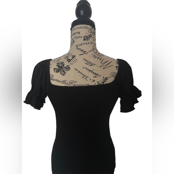 NWT Black Ruched Bodycon Dress | Adjustable Drawstring | M–XL - Picture 3 of 5